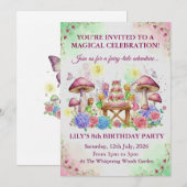 Carte d'invitation d'anniversaire de conte de fées (Devant / Derrière)
