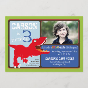 Carte d'invitation d'anniversaire de dinosaure