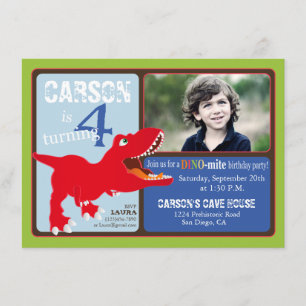 Carte d'invitation d'anniversaire de dinosaure