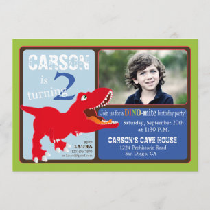 Carte d'invitation d'anniversaire de dinosaure