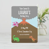 Carte d'invitation d'anniversaire de dinosaure de (Debout devant)