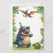 Carte d'invitation d'anniversaire de dinosaure for (Dos)