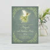 Carte d'invitation d'anniversaire de fée de la for (Debout devant)