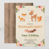 carte d'invitation d'anniversaire de forêt (Devant / Derrière)