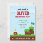 Carte d'invitation d'anniversaire de jeu vidéo col (Devant)