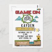 Carte d'invitation d'anniversaire de jeu vidéo Gam (Devant / Derrière)