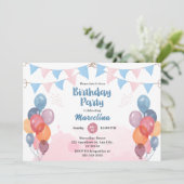 Carte d'invitation d'anniversaire de la fille du b (Debout devant)