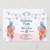Carte d'invitation d'anniversaire de la fille du b (Devant / Derrière)