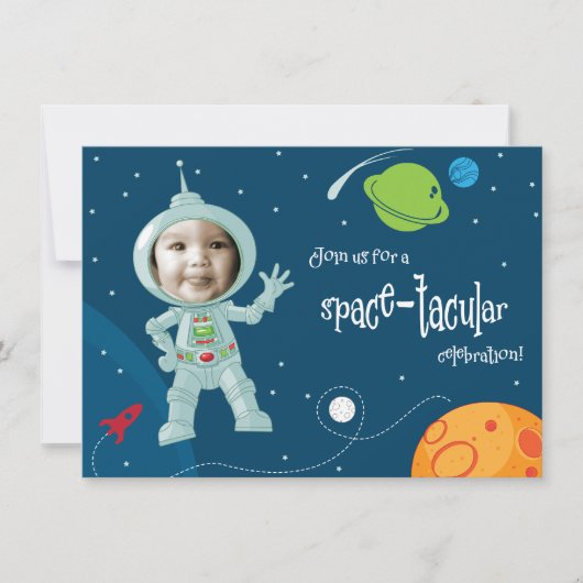 Carte d'invitation d'anniversaire de l'astronaute  (Devant)