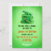 Carte d'invitation d'anniversaire de lézard avec g (Devant)
