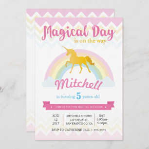 CARTE D'INVITATION D'ANNIVERSAIRE DE LICORNE