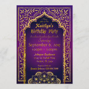 Carte d'invitation d'anniversaire de mille et une