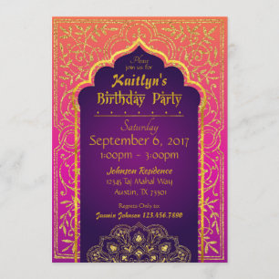 Carte d'invitation d'anniversaire de mille et une