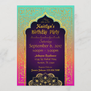 Carte d'invitation d'anniversaire de mille et une
