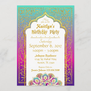 Carte d'invitation d'anniversaire de mille et une