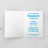 Carte d'invitation d'anniversaire de monstre bleu (Intérieur)