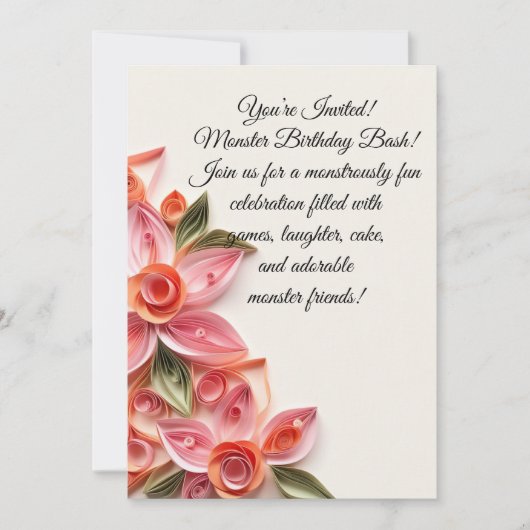 Carte d'invitation d'anniversaire de monstre migno (Devant)