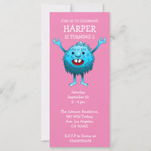 Carte d'invitation d'anniversaire de monstre migno