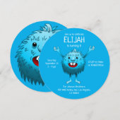 Carte d'invitation d'anniversaire de monstre migno (Devant / Derrière)