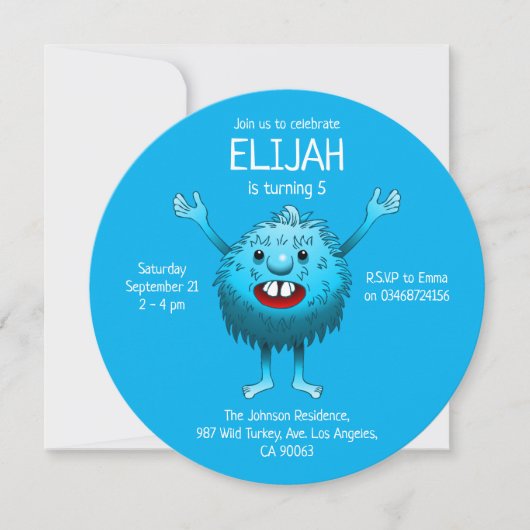 Carte d'invitation d'anniversaire de monstre migno (Devant)