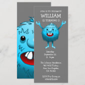 Carte d'invitation d'anniversaire de monstre migno (Devant / Derrière)