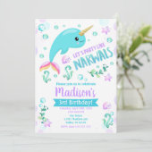 Carte d'invitation d'anniversaire de Narval Fête M (Debout devant)