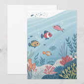 Carte d'invitation d'anniversaire de pêche (Devant / Derrière)