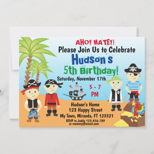 Carte d'invitation d'anniversaire de petits garçon (Devant)