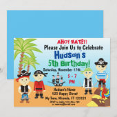 Carte d'invitation d'anniversaire de petits garçon (Devant / Derrière)