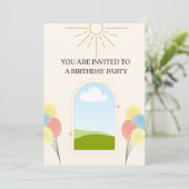 Carte d'invitation d'anniversaire de style Boho  (Debout devant)