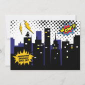 Carte d'invitation d'anniversaire de super-héros d (Dos)