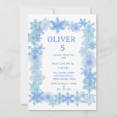 Carte d'invitation d'anniversaire d'hiver, flocon (Devant)
