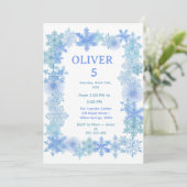 Carte d'invitation d'anniversaire d'hiver, flocon (Debout devant)