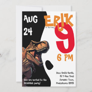 Carte d'invitation d'anniversaire Dino avec T-Rex 
