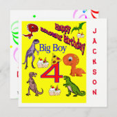 Carte d'invitation d'anniversaire dinosaure (Devant / Derrière)