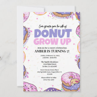 Carte d'invitation d'anniversaire Donut Grow Up po