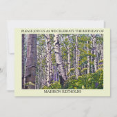 Carte d'invitation d'anniversaire d'un arbre tremb (Devant)
