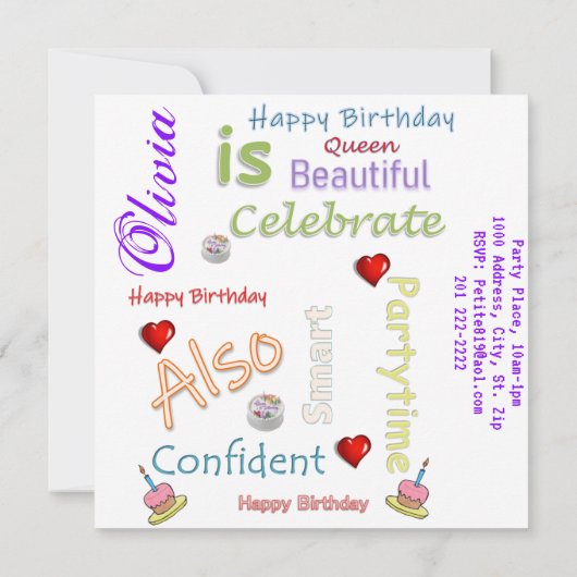 Carte d'invitation d'anniversaire éléphant (Dos)