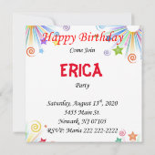 Carte d'invitation d'anniversaire éléphant (Dos)