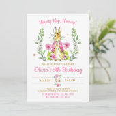 Carte d'invitation d'anniversaire Fille Lapin de P (Debout devant)