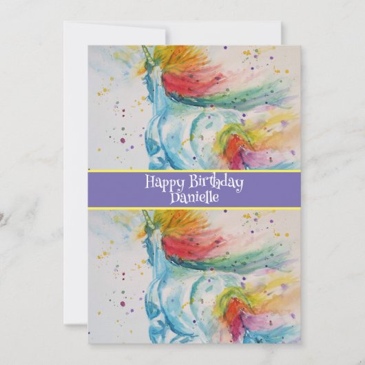 Carte d'invitation d'anniversaire fille licorne ar (Devant)