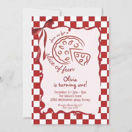 Carte d'invitation d'anniversaire fille Slice of F (Devant)