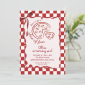Carte d'invitation d'anniversaire fille Slice of F (Debout devant)