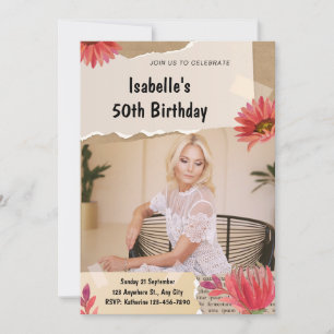 Carte d'invitation d'anniversaire florale élégante