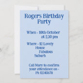 Carte d'invitation d'anniversaire garçon enfant li (Dos)