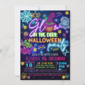 Carte d'invitation d'anniversaire Halloween qui br (Devant)