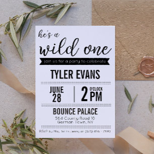 Carte d'invitation d'anniversaire Il est sauvage