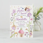 Carte d'invitation d'anniversaire Jardin de fées e (Debout devant)