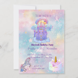 Carte d'invitation d'anniversaire Licorne