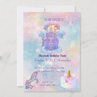 Carte d'invitation d'anniversaire Licorne